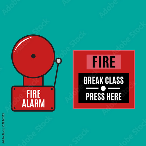 Fire button flat. Fire alarm icon vector