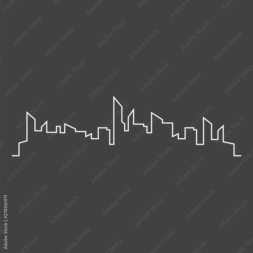 Line sketch cityscape design. City landscape template. Thin line City landscape