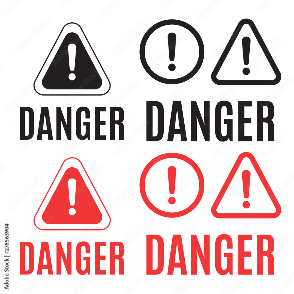 Warning icon. The attention icon. Danger symbol. Alert icon Warning icon. The attention icon. Danger symbol. Alert icon