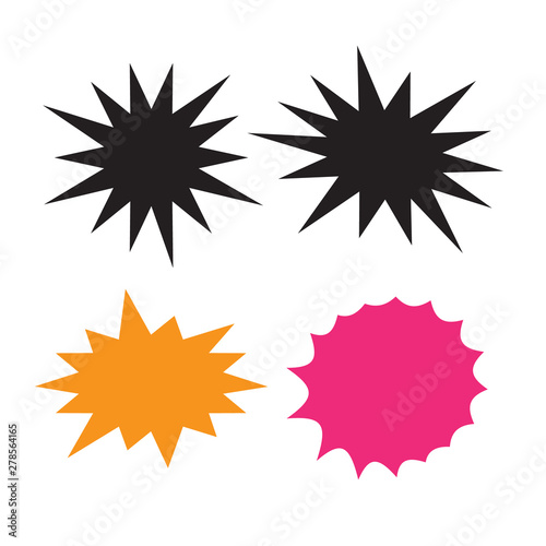 Colorful paper starburst speech bubbles. Starburst isolated icons set