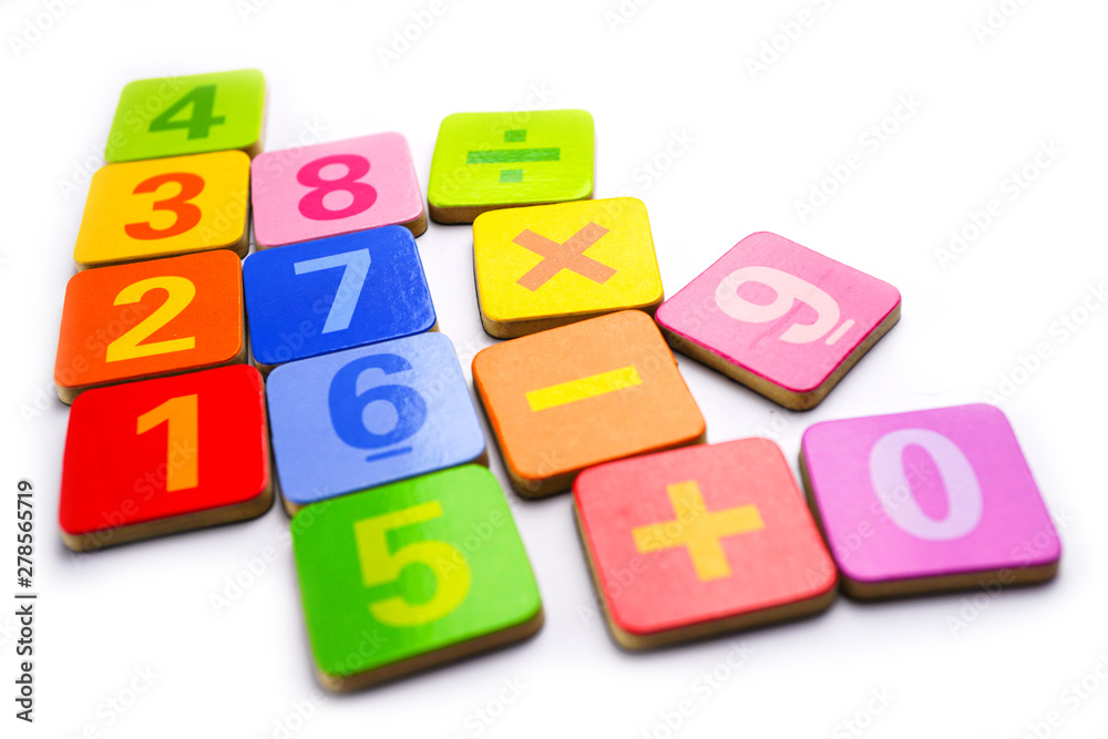 Math Number colorful on white background : Education study mathematics learning teach concept. Math Number colorful on white background : Education study mathematics learning teach concept.