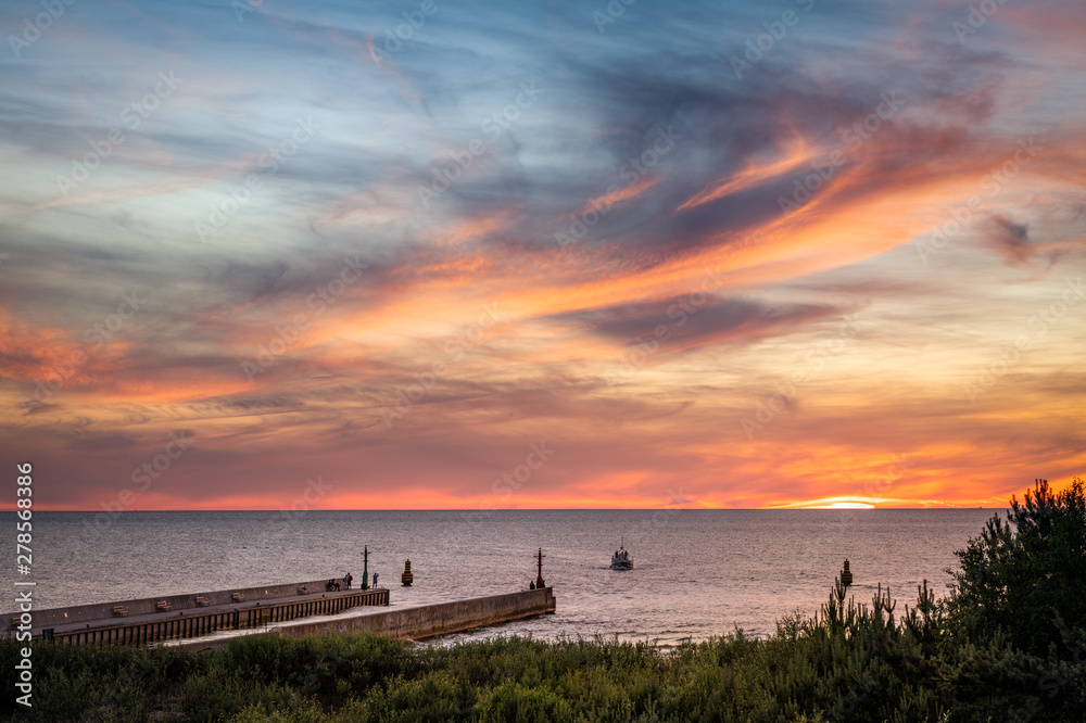 custom made wallpaper toronto digitalReturn to Harbour - a fishing ship sailing back to port after sunset