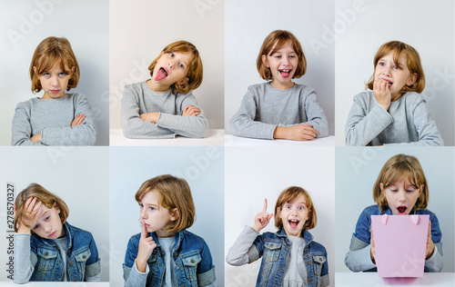 Set of attractive girl faces