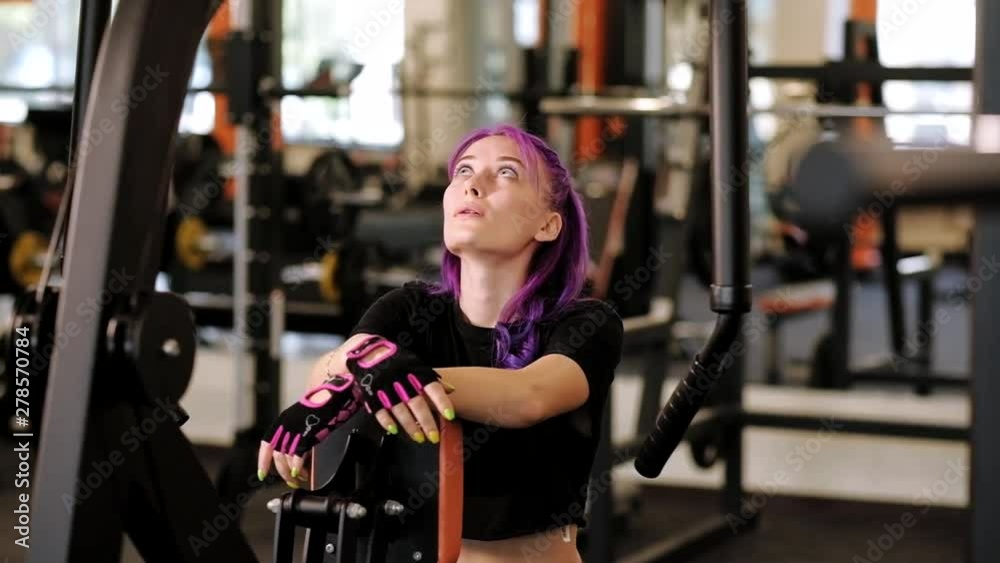 Sport training endurance. Tired woman gathering strength during intense workout Sport training endurance. Tired woman gathering strength during intense workout
