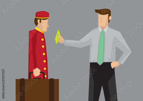 Tipping for Service in Hospitality Industry Vector Cartoon Illustration photo