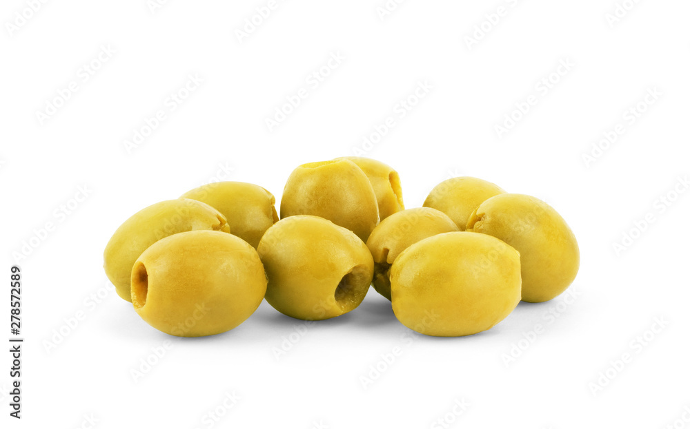 green olives isolated on white green olives isolated on white