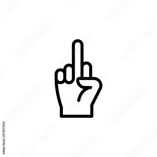 Hand middle finger gesture outline icon. Element of hand gesture illustration icon. signs, symbols can be used for web, logo, mobile app, UI, UX