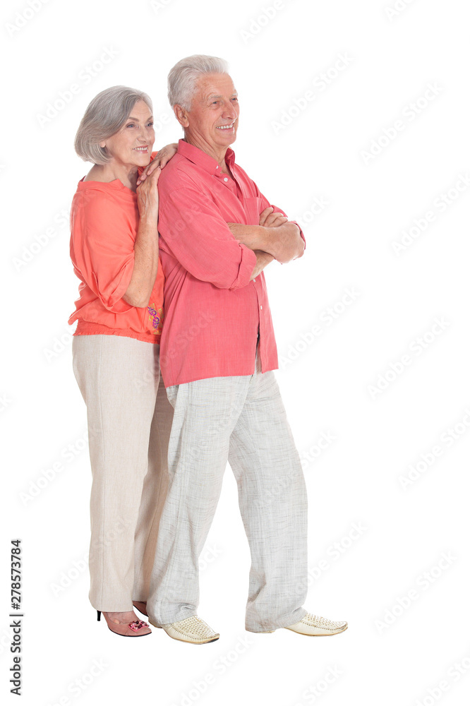 Portrait of happy senior couple on white background Portrait of happy senior couple on white background