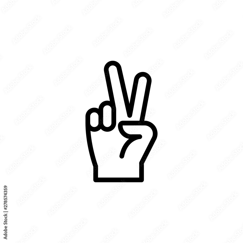 Peace hand gesture outline icon. Element of hand gesture illustration icon. signs, symbols can be used for web, logo, mobile app, UI, UX Peace hand gesture outline icon. Element of hand gesture illustration icon. signs, symbols can be used for web, logo, mobile app, UI, UX
