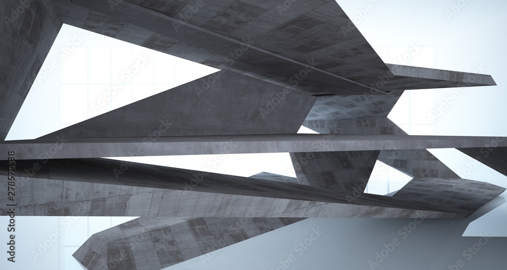 Fototapeta premium Abstract architectural concrete interior of a minimalist house. 3D illustration and rendering.