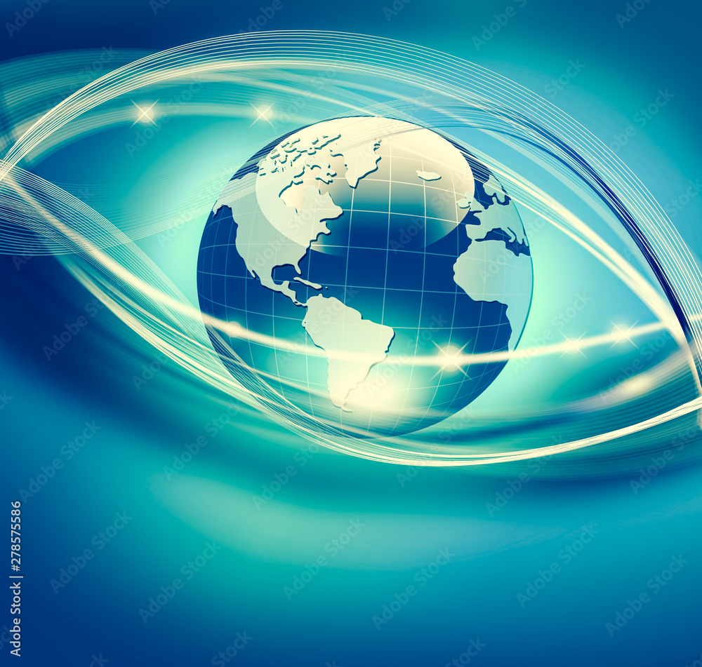 Best Internet Concept of global business. Globe, glowing lines on technological background. Wi-Fi, rays, symbols Internet, 3D illustration Best Internet Concept of global business. Globe, glowing lines on technological background. Wi-Fi, rays, symbols Internet, 3D illustration