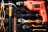 Top view of tools on the opened toolbox