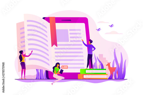 Ebook reader application. Electronic encyclopedia, web archive technology. Searchable digital library, education online, easy access knowledge concept. Vector isolated concept creative illustration