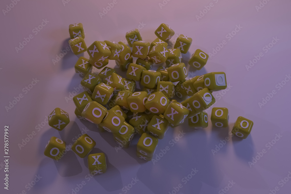 custom made wallpaper toronto digitalDecorative, illustrations, cube or block yes or no, right or wrong, X or O, for design texture background. 3D render.
