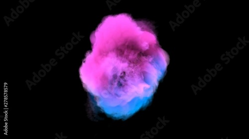 Neon smoke cloud vortex - 3D render