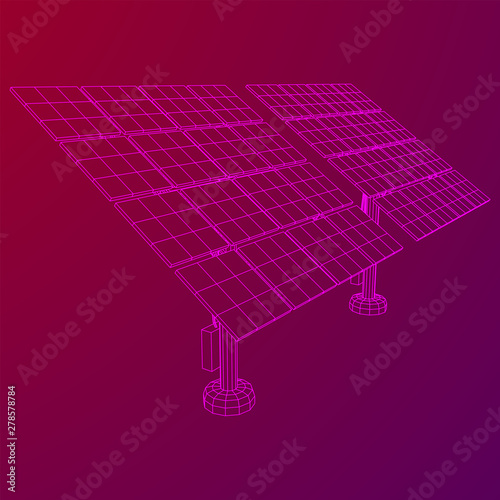 Solar energy panel. Wireframe low poly mesh vector illustration