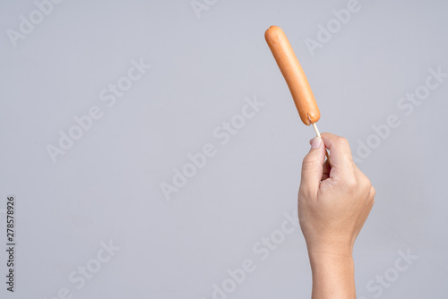 Принти на полотні Hand holding sausage