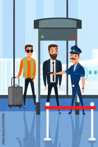Security check gates flat vector illustration