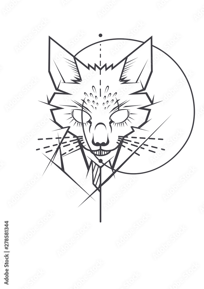 Obraz premium Abstract cat head outline