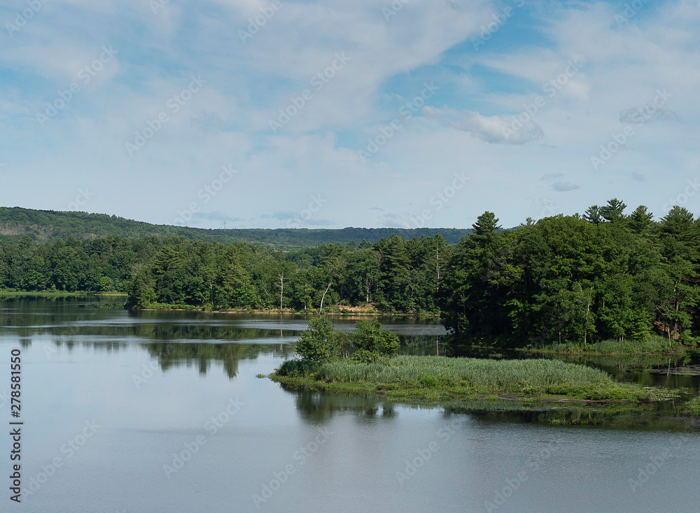 landscape with river and blue sky