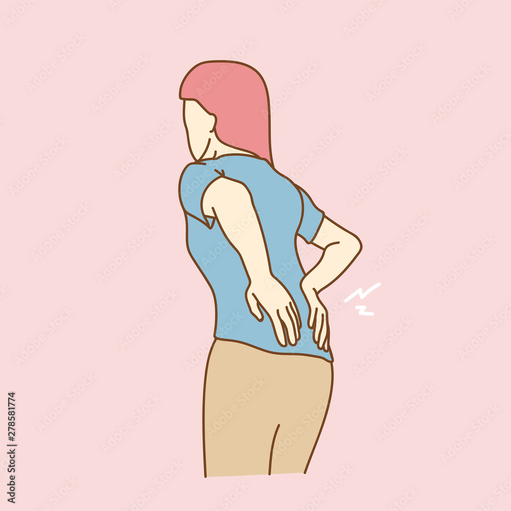 Young man suffering from backache, vector illustration. Young man suffering from backache, vector illustration.