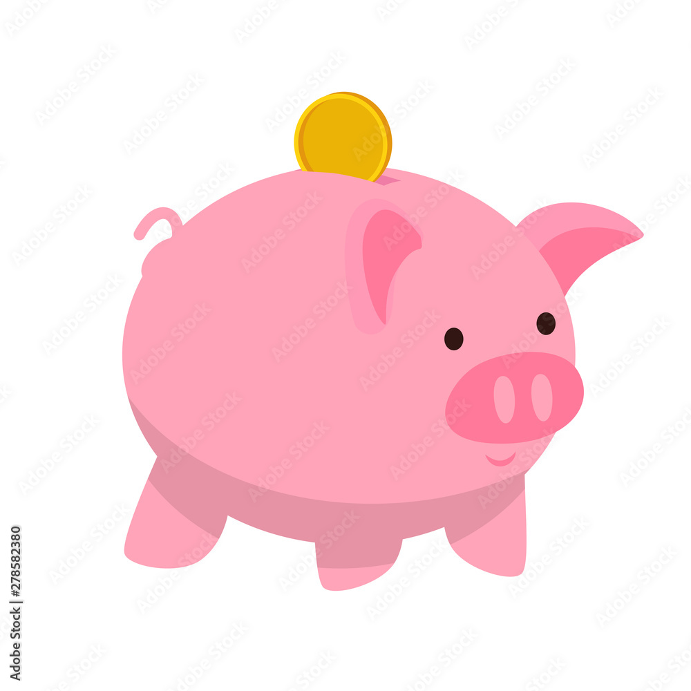 Piggy bank flat vector illustration Piggy bank flat vector illustration