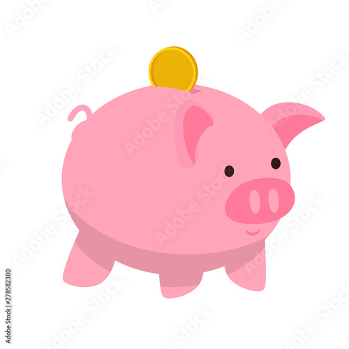 Piggy bank flat vector illustration