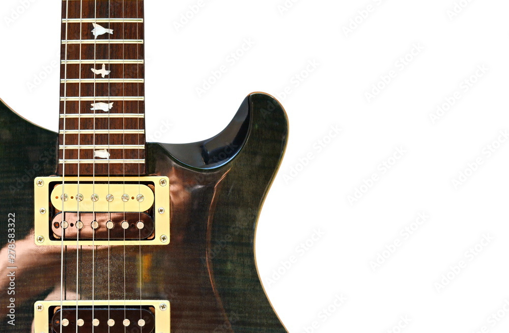 Obraz premium Negotin, Serbia- June 27, 2019: six-stringed electric guitar isolated on white background
