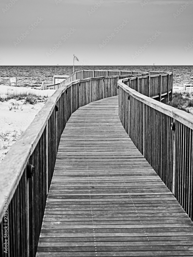 Wooden Pathway to the Beach 2 B&W