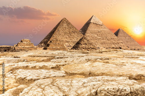 Giza Necropolis, famous Pyramids in the desert, Egypt
