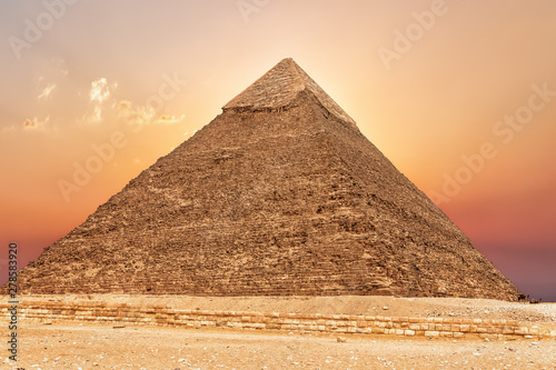 Sunset in Giza and the Pyramid of Khafre  Egypt