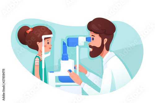 Eye clinic appointment flat vector illustration