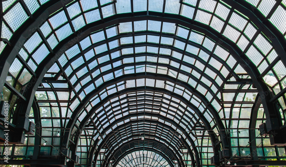 glass roof with metal frame