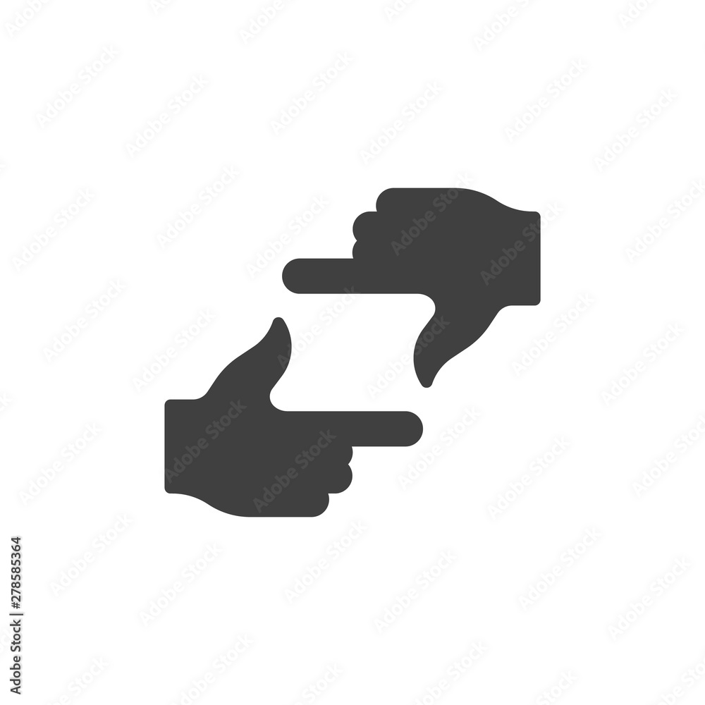 Framing hands vector icon. filled flat sign for mobile concept and web design. Hands Frame Cropping Gesture glyph icon. Symbol, logo illustration. Vector graphics - obrazy, fototapety, plakaty 