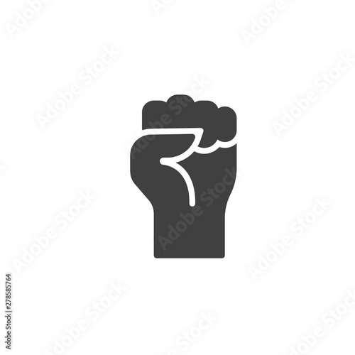 Fist hand up gesture vector icon. filled flat sign for mobile concept and web design. Fist raised up glyph icon. Revolution symbol, logo illustration. Vector graphics