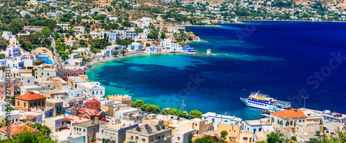 Traditional colorful Greece - travel in Leros Island, scenic Agia marina . Dodekanese