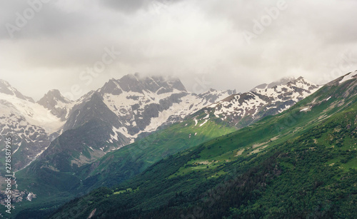 Dombay  Karachay-Cherkess Republic  Dombay mountain in summer  beautiful mountain landscape
