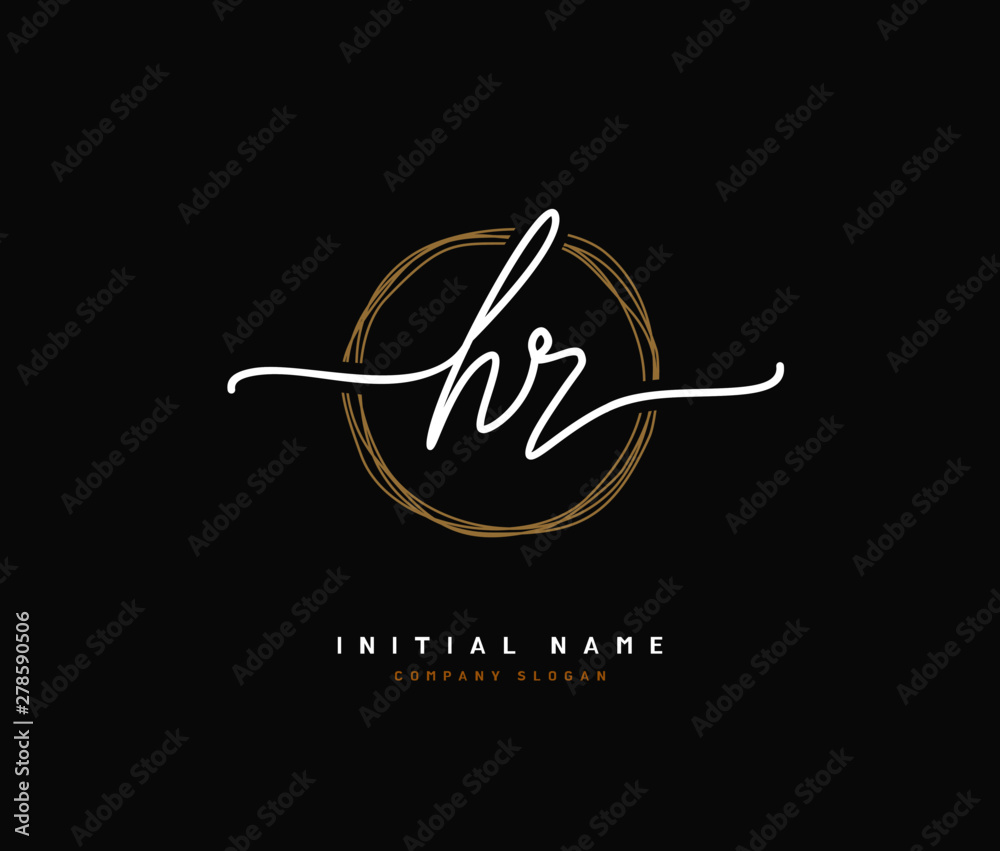 H R HR Beauty vector initial logo, handwriting logo of initial signature, wedding, fashion, jewerly, boutique, floral and botanical with creative template for any company or business.