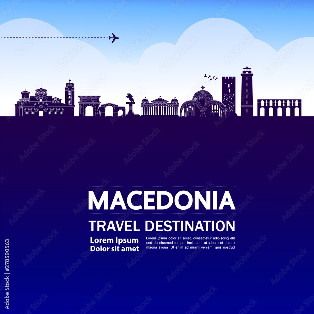 Macedonia travel destination grand vector illustration.