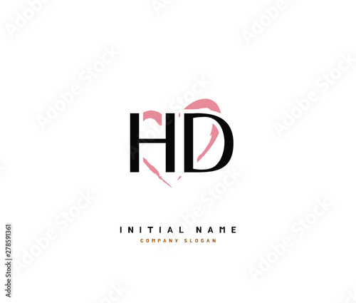 H D HD Beauty vector initial logo, handwriting logo of initial signature, wedding, fashion, jewerly, boutique, floral and botanical with creative template for any company or business.