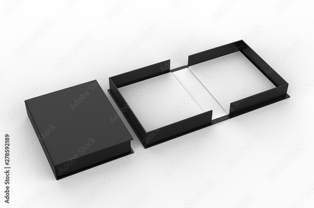 Blank clam shell box for branding mock up. 3d render illustration. Blank clam shell box for branding mock up. 3d render illustration.