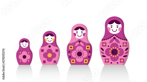 Set of matryoshka russian nesting dolls of different sizes, souvenir from Russia