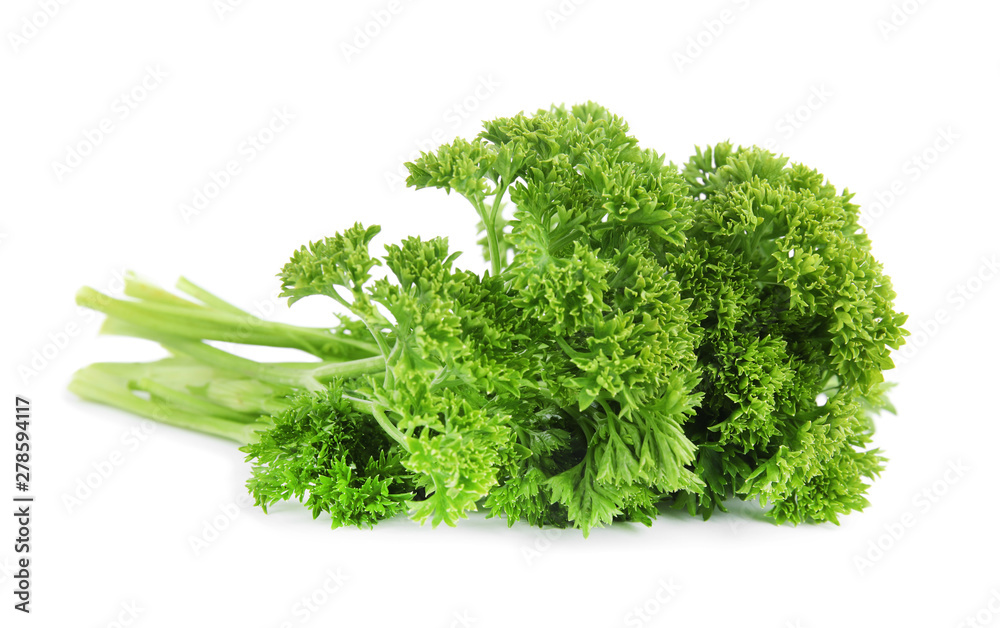 Fresh green organic parsley on white background Fresh green organic parsley on white background