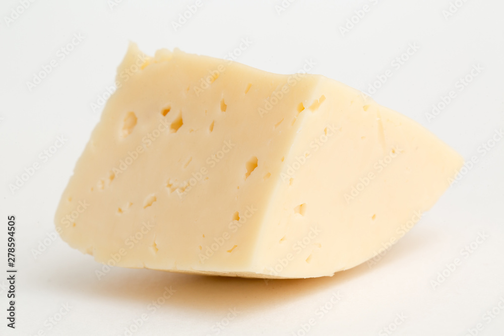 Cheese closeup on white background