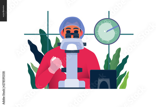 Test tube baby, in vitro fertilization, IVF -medical insurance illustration -modern flat vector concept digital illustration - laboratory assitant carrying out the procedure of IVF, medical laboratory