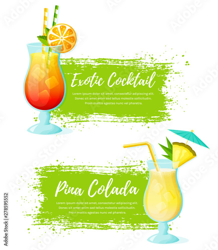 Vector banners with summer cocktails.