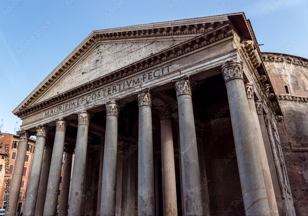 View of the Pantheon holy temple in Rome - Italy.