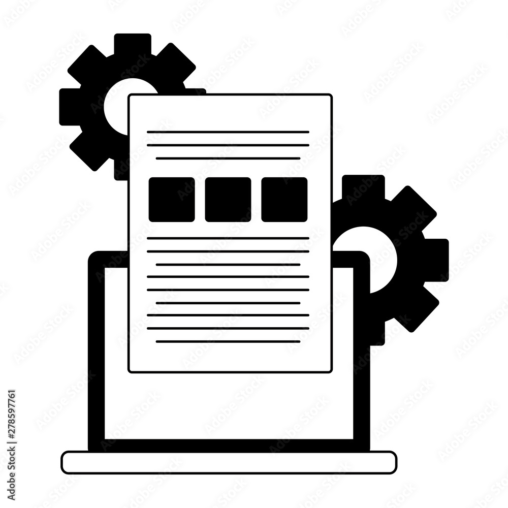business laptop report document gears business laptop report document gears
