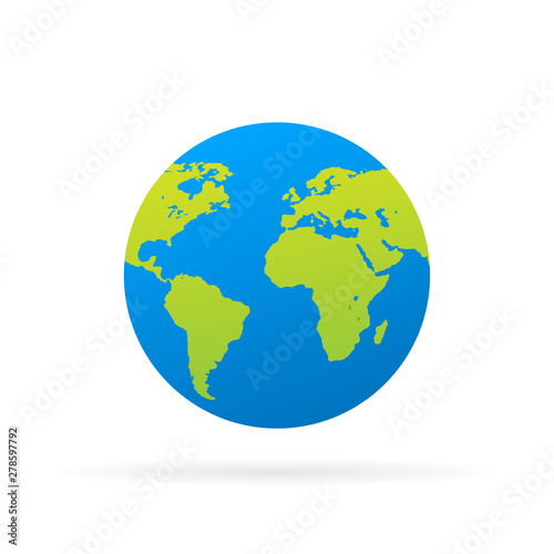 Vector planet Earth icon. Flat planet Earth icon.