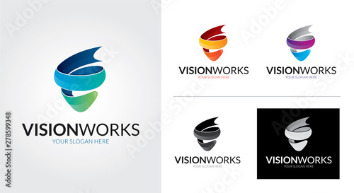 V letter creative and minimal logo template